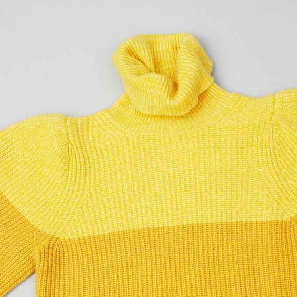 ALC Yellow Mustard Color Block Turtleneck Sweater - Picture 2 of 7